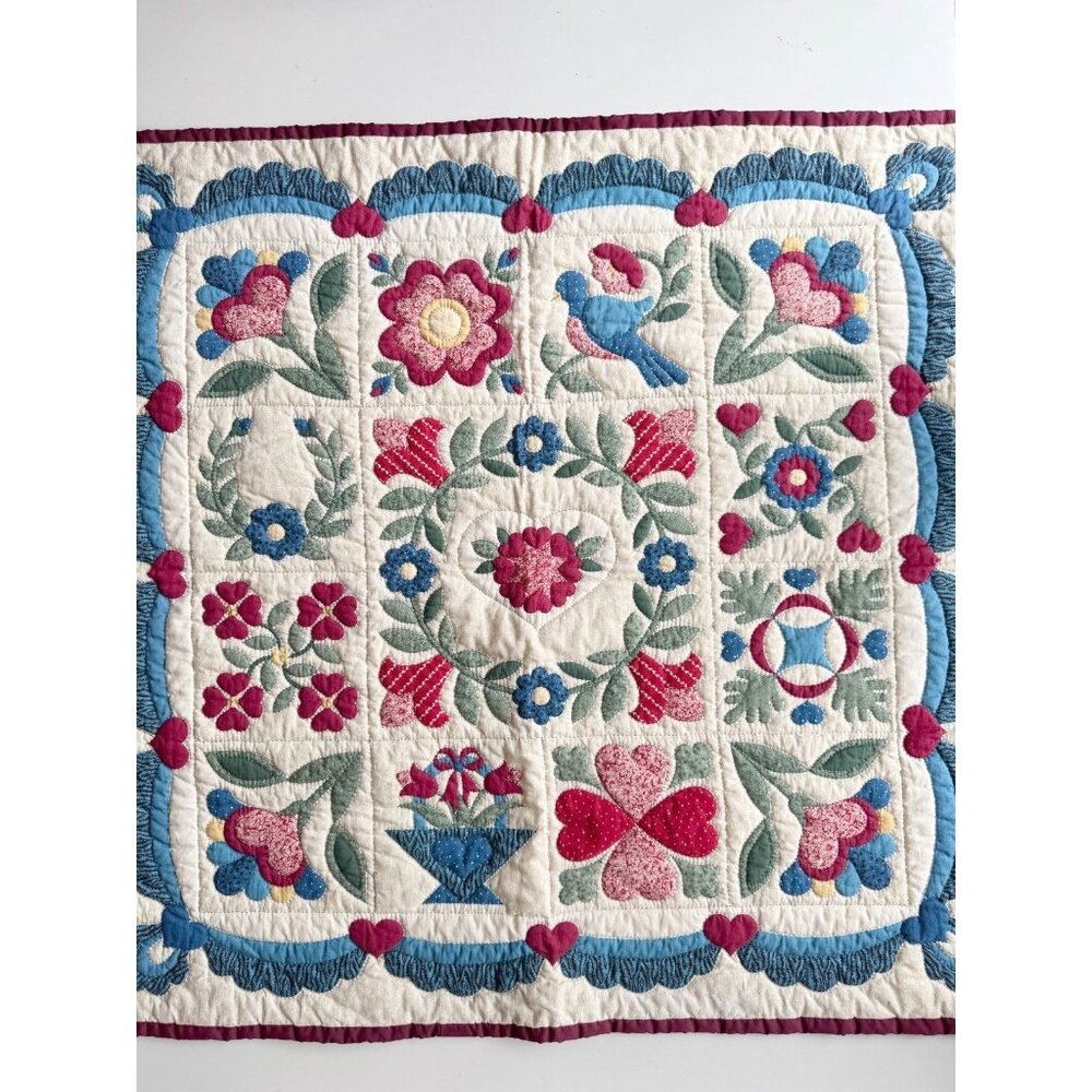 Handmade MARTI MICHELL Baltimore Cottagecore Floral Cotton Square Quilt